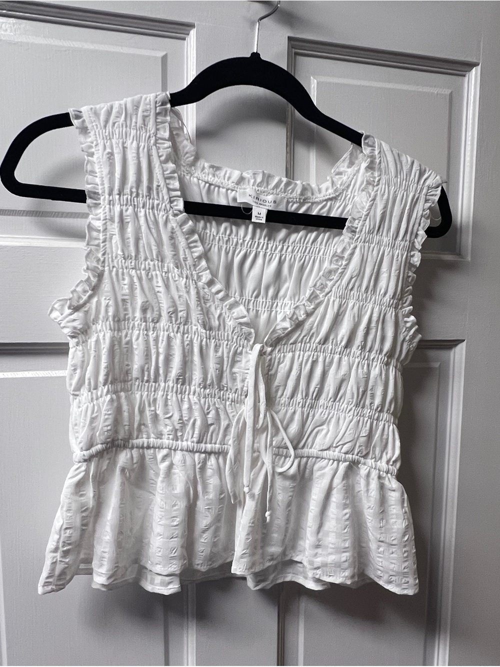 a new day White Smocked Tie-Front Peplum Camisole